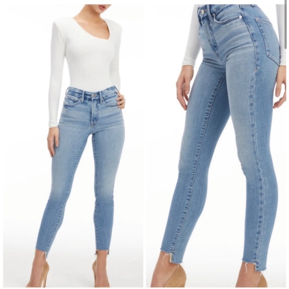 Good American Good Waist Step Hem Skinny Jeans